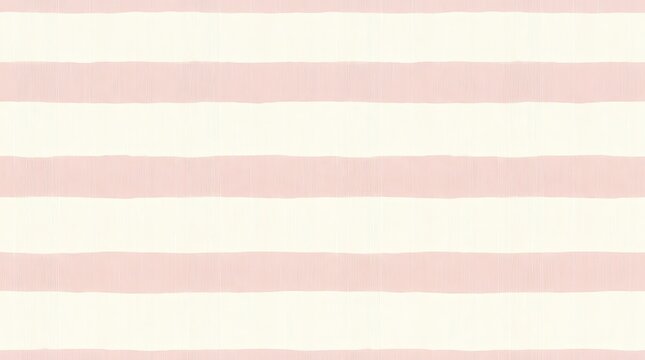 Seamless pattern of horizontal hand painted stripes in soft pastel pink and creamy off white color
