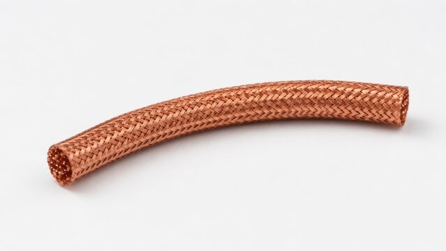 Copper Braided EMI Shielding Sleeve Engineering Sample on Light Background