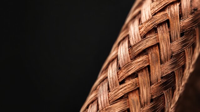 Extreme Macro of Copper Braided EMI Shielding Wire Texture