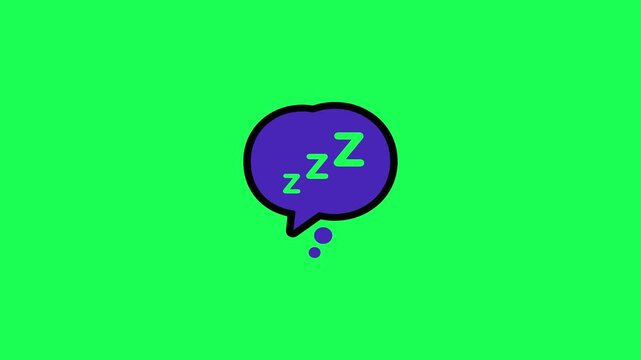 Cartoon sleep bubble with zzz letters on vibrant green background
