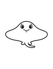 Flat Stingray Coloring Page for Kids. Simple Ocean Animal Outline Illustration for Children. © Salma