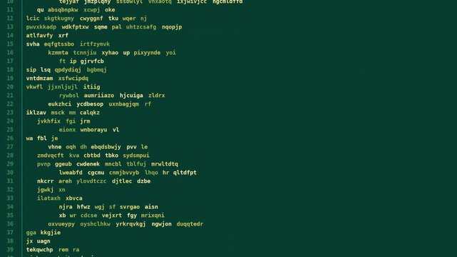 Code editor lines scrolling, seamless loop motion background, emerald gold