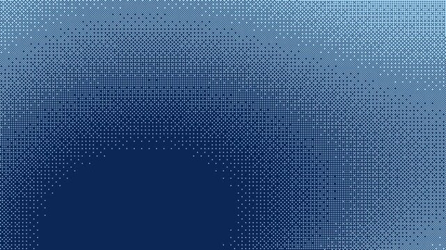 Dithered one bit gradient flowing, seamless loop motion background, deep blue
