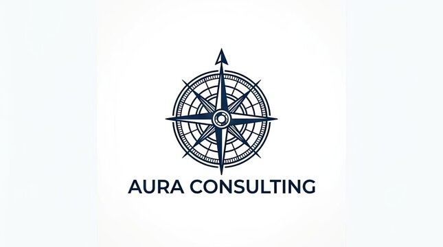 Detailed compass rose logo for consulting services.