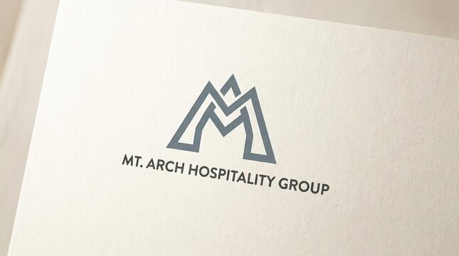 Minimalist arch M logo for hospitality group