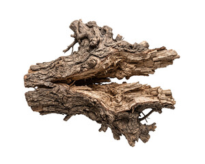 Fototapeta premium Split weathered tree root against a black background