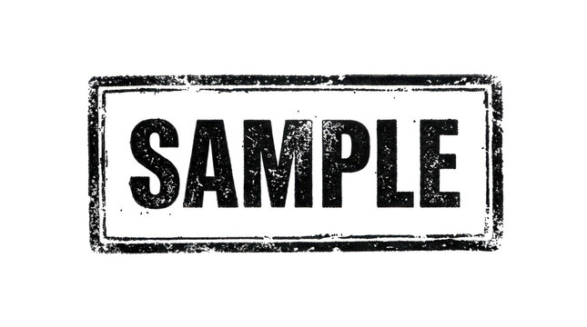 Black ink rubber stamp with the word sample isolated on a white background isolated on transparent background