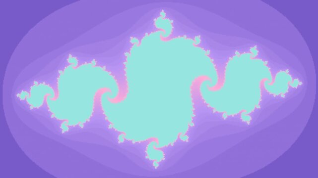 Fractal julia spirals morphing, seamless loop motion background, holographic pastel