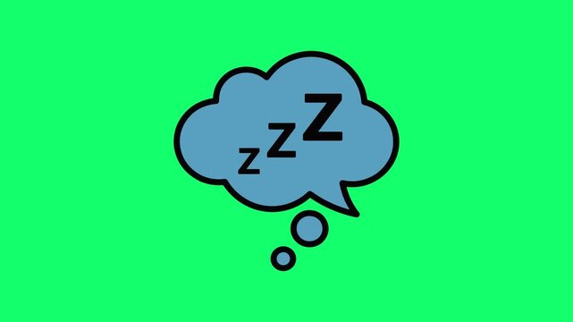 Cartoon sleep bubble with zs on a vibrant green background