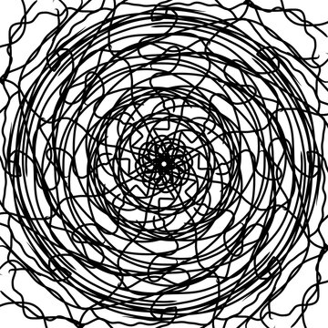 Abstract hand drawn circular scribble pattren on white paper