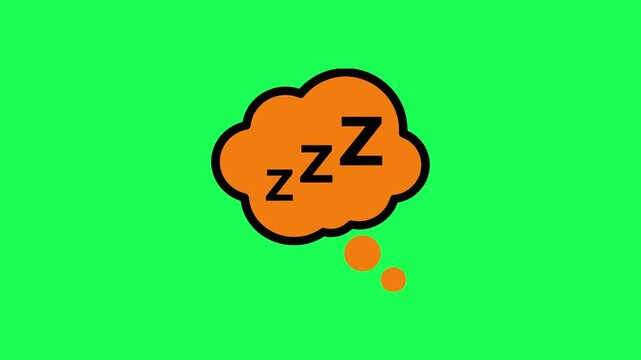 Sleeping thought bubble icon on vibrant green chroma key background