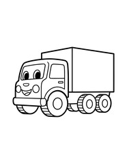 Cute Big Truck Coloring Page for Kids. Simple Vehicle Outline Illustration for Children. © Salma