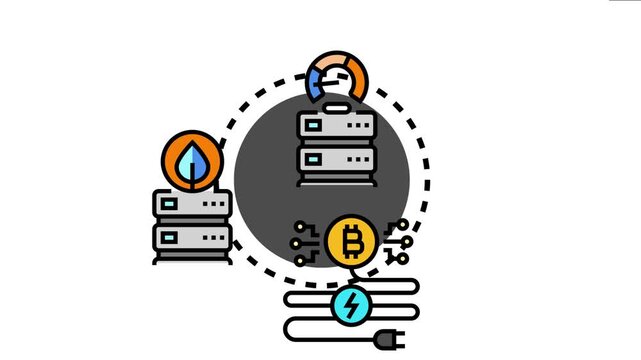 Adaptive power management core concept showing efficient energy usage for data centers, servers, and cryptocurrency mining while focusing on sustainability and cost optimization