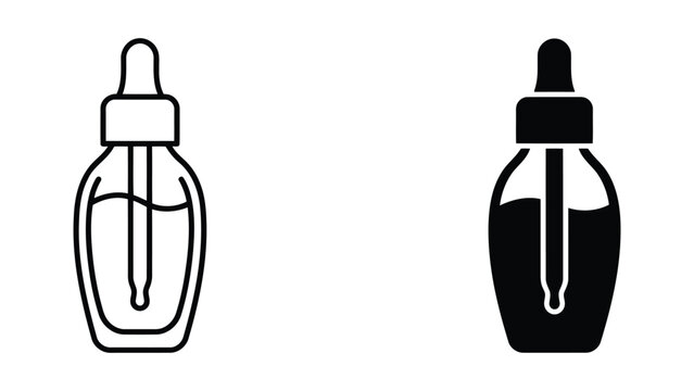 Serum dropper bottle icon set for skincare routine with skincare, cosmetic
