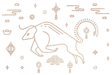 Fototapeta premium Chinese Ox Year gold png design elements collection