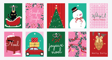 Naklejka premium Printable tag. Merry christmas and happy new year. Season Greeting and Happy Holiday.