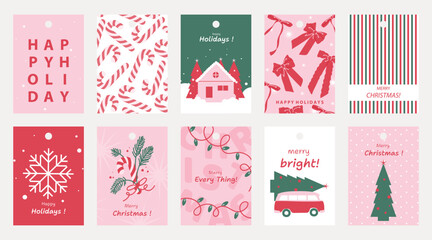Naklejka premium Printable tag. Merry christmas and happy new year. Season Greeting and Happy Holiday.