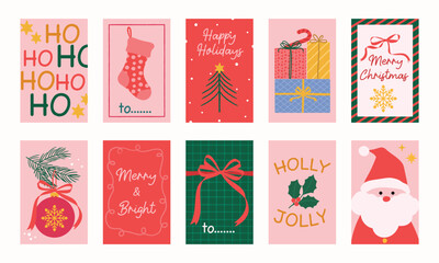 Naklejka premium Printable tag. Merry christmas and happy new year. Season Greeting and Happy Holiday.
