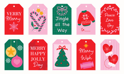 Naklejka premium Printable tag. Merry christmas and happy new year. Season Greeting and Happy Holiday.