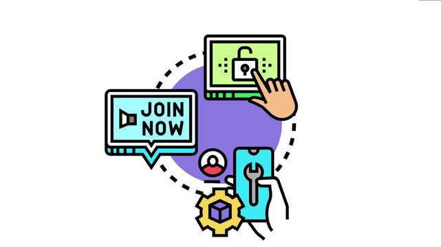 Account administrator managing digital data online, a dashboard providing access to user settings, security, and registration forms on a computer and mobile phone