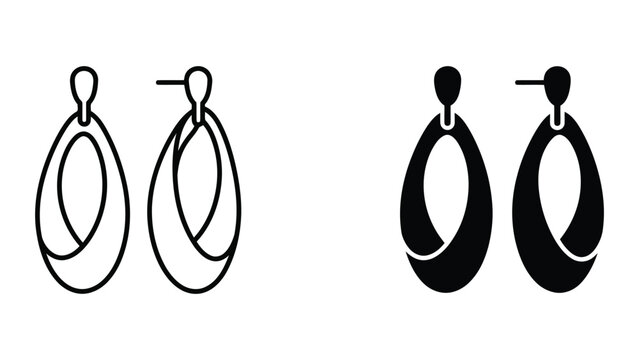 Oval hoop earrings jewelry accessory icon set with earrings accessory ornament