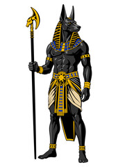 Fototapeta premium Anubis. Ancient Egyptian God. Color vector clipart.