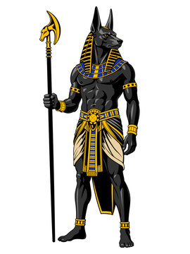 Anubis. Ancient Egyptian God. Color vector clipart.