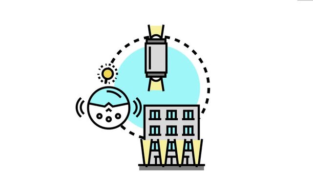 Smart city system integrating satellite communication for optimizing street lighting energy consumption, detecting light levels, and managing urban infrastructure for efficiency