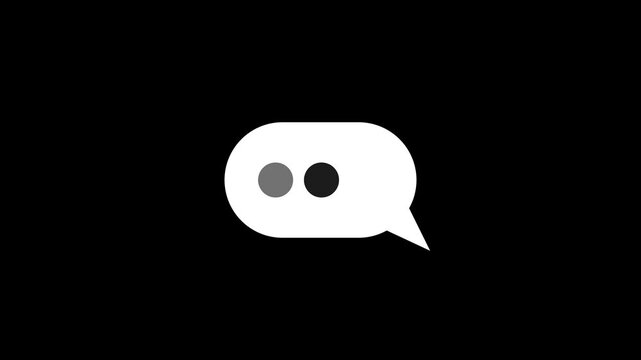 Animated speech bubbles appearing and disappearing with typing indicator against black background