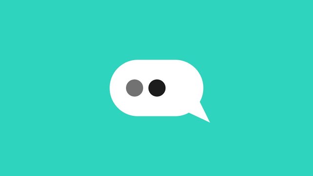 Animated speech bubble icons with typing dots against a teal background signifying communication and messages
