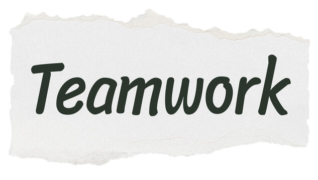 Teamwork png word sticker typography, torn paper, transparent background