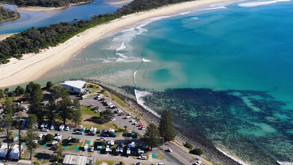 Fototapeta premium Aerial View of Crescent Head Coastline and Holiday Park