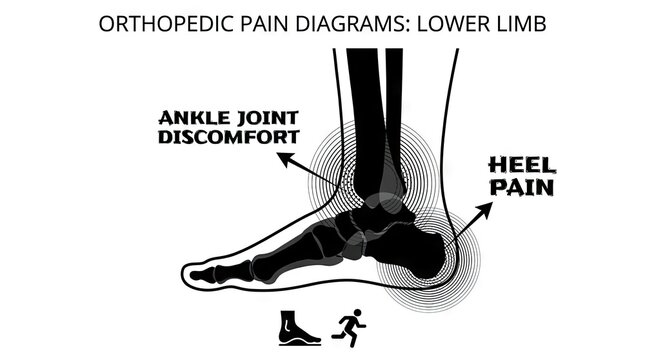 Orthopedic ankle and heel pain medical diagram.