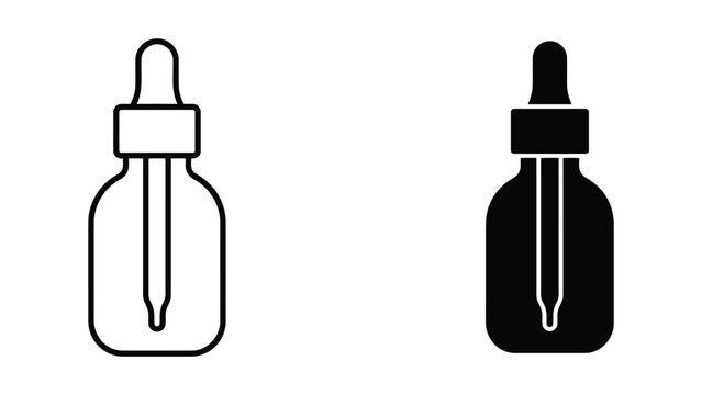 Dropper bottle icon set for essential oils or serum with skincare product