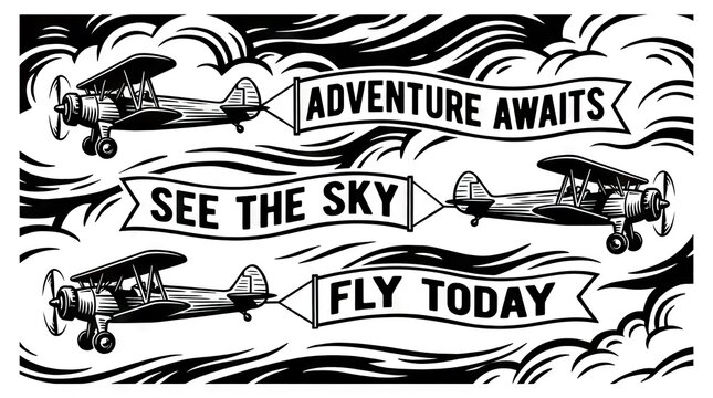 Vintage biplanes with adventure flying banners