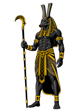 Seth. Ancient Egyptian God. Color vector clipart.