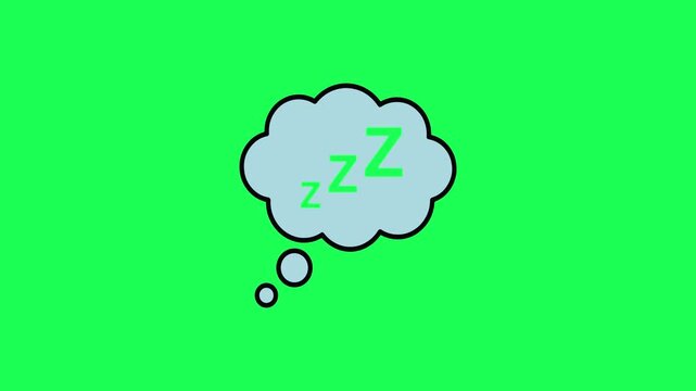 Cartoon dream bubble with zzz lettering on a bright green background