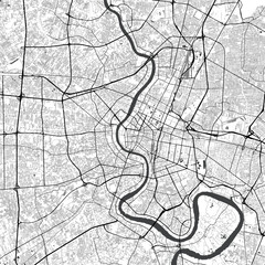 Naklejka premium Minimal vector city map of Bangkok with streets, canals and Chao Phraya River