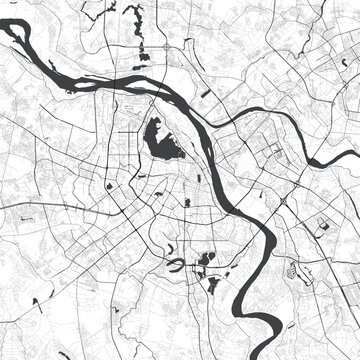 Minimal vector city map of Hanoi with streets, districts and road network