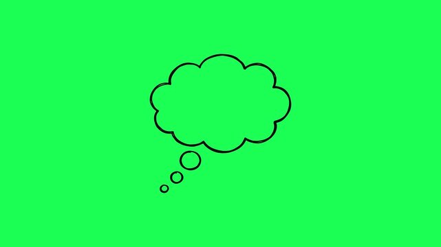 Simple black thought bubble illustration on a vibrant green background