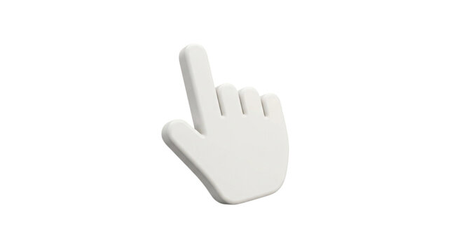3d white hand cursor icon pointing up