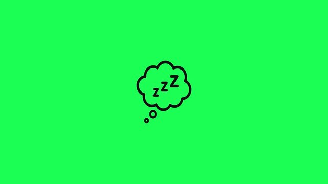 Sleeping thought bubble icon on vibrant green background illustration
