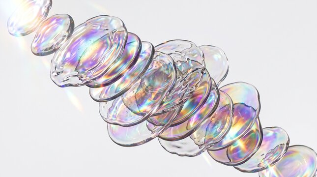 3D Abstract Background with Champagne Gold Frosted Glass Plates and Soft Warm Studio Refraction