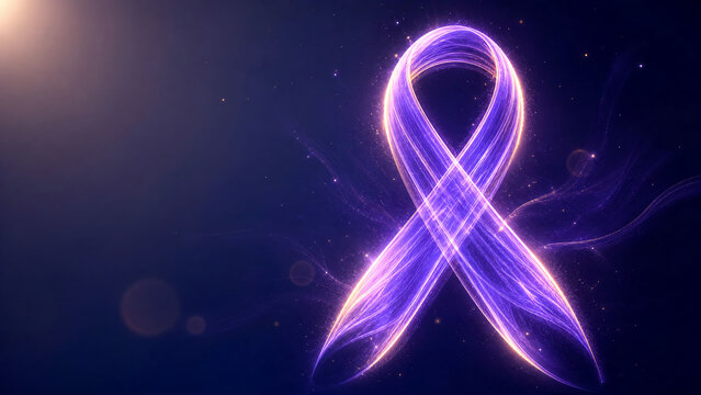 Lavender Glowing Light Trail Awareness Ribbon with Copy Space for Epilepsy