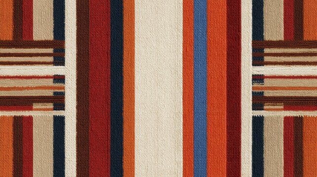 Southwestern striped woven blanket texture featuring vertical geometric patterns and earthy tones
