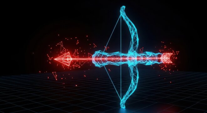 Digital glowing bow and arrow illustration illustration