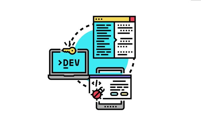 Software developers managing the debugging and testing process across devices, finding and fixing code errors for optimized application programming and quality assurance