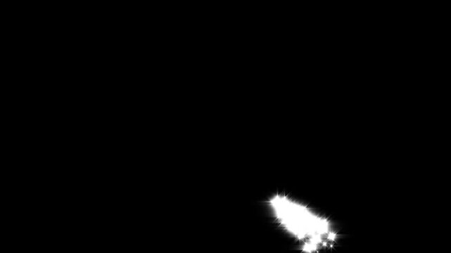 Glitter line transition animation, cartoon doodle sparkles, twinkle sparkle stars animation on a black background, fairy dust glitter stars trail transition, flat vector blinking.