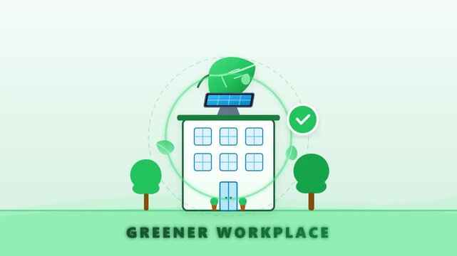 Visualizing the successful implementation of sustainable practices in a modern eco-friendly office environment