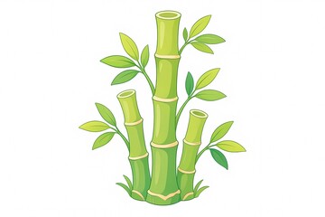 Fototapeta premium Cute Cartoon Bamboo Tree Illustration, Generative AI